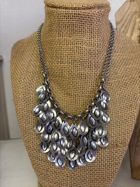 Statement Silver-Tone Teardrop Bib Necklace - Women Jewelry
